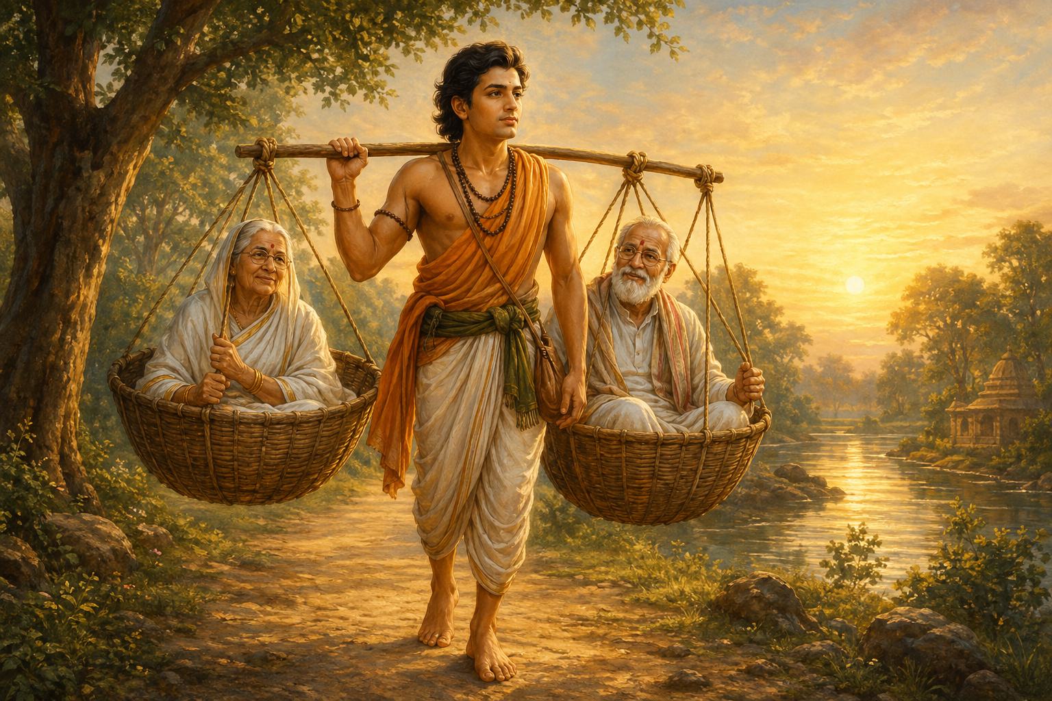 Shravan Kumar carrying his parents
