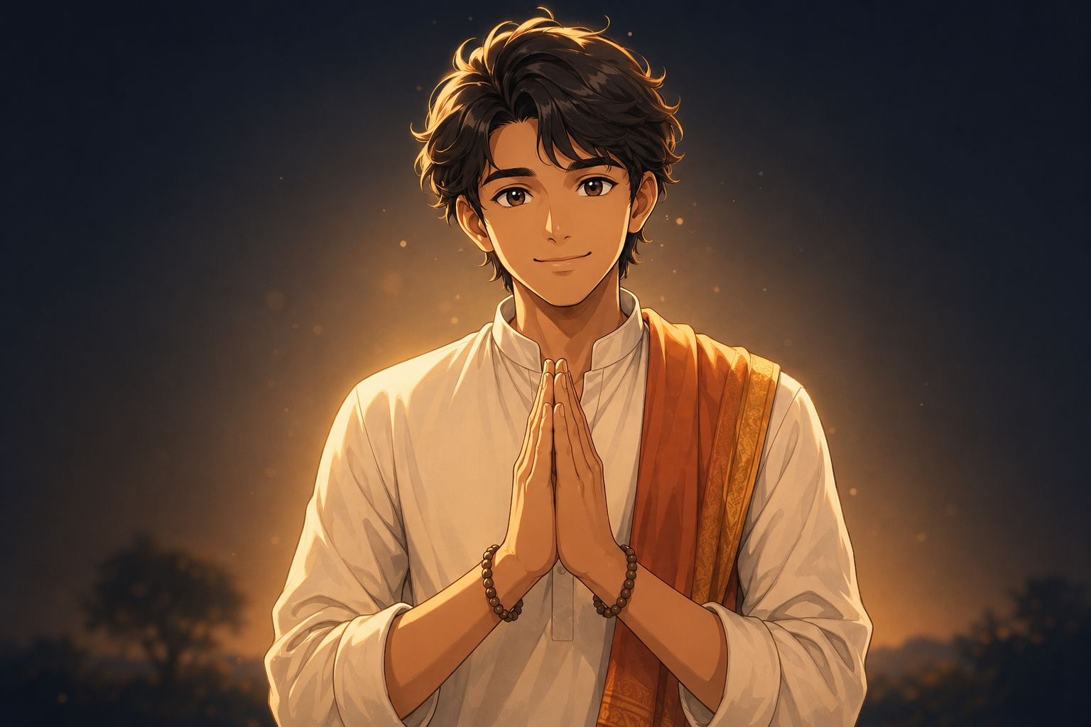 Shravan greeting with folded hands